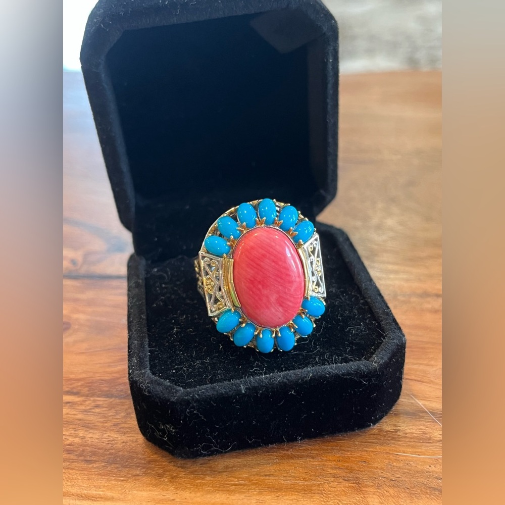 GORGEOUS Michael Valitutti Bamboo Coral & Sleeping Beauty Turquoise 925 NH
